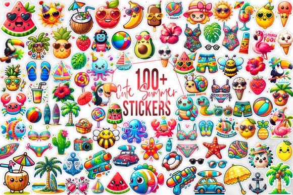 100+ Cute Summer Stickers Bundle