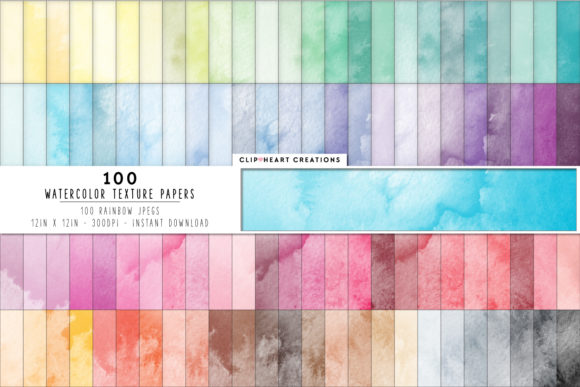 100 Watercolor Texture Digital Papers
