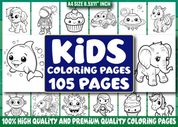 105 Kids Coloring Pages for Kids – KDP