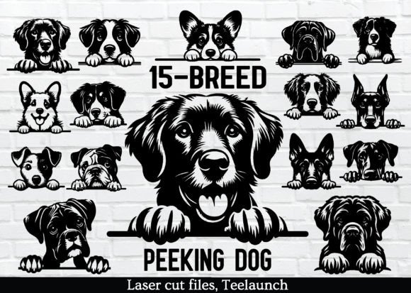 15-PEEKING DOG SVG Bundle Laser Cut File