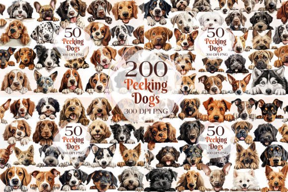 200 Breeds of Peeking Dogs Clipart
