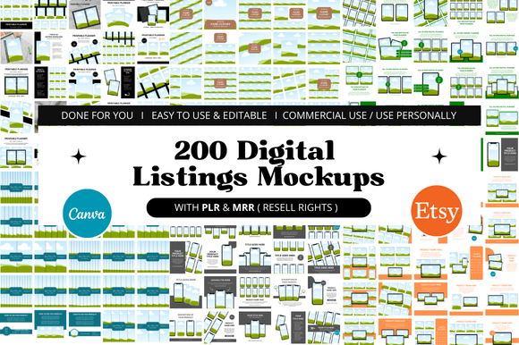 200 Etsy Listing Mockup Bundles PLR MRR
