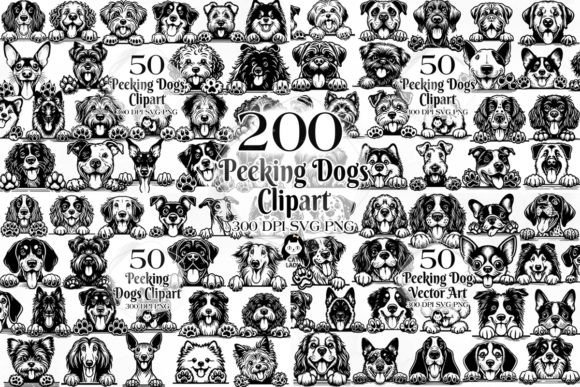 200 Peeking Dogs Vector Art SVG PNG