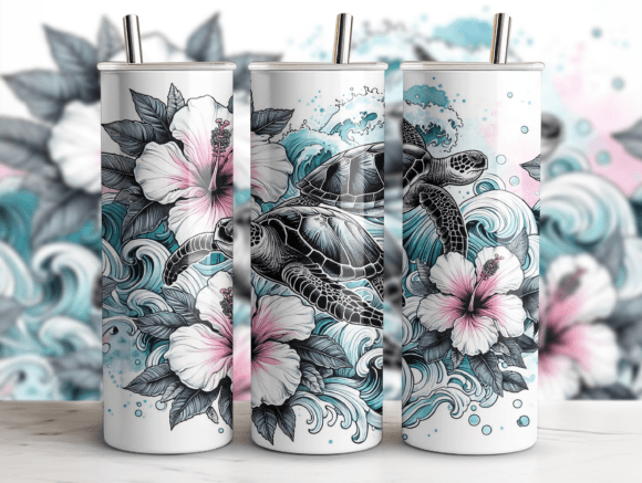 20oz Sea Turtle Mandala Tumbler Png