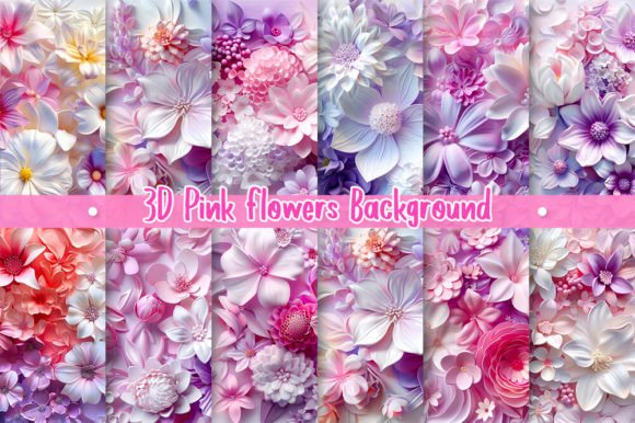 3D Pink Flowers Seamless Background