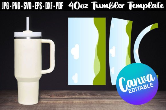 40oz Tumbler Template Canva Editable