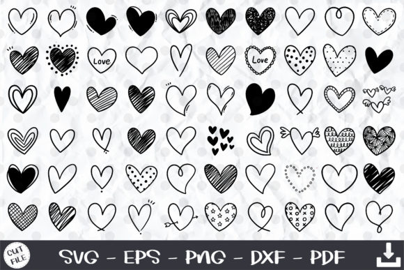 60 Doodle Heart Svg, Sketch Heart Svg
