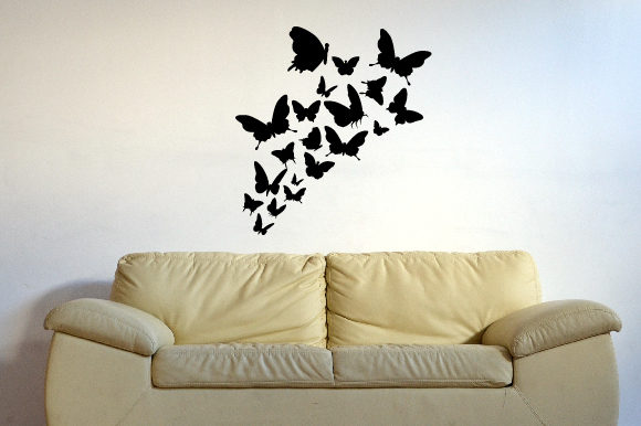 A Lot of Butterflies Flying Together Silhouette