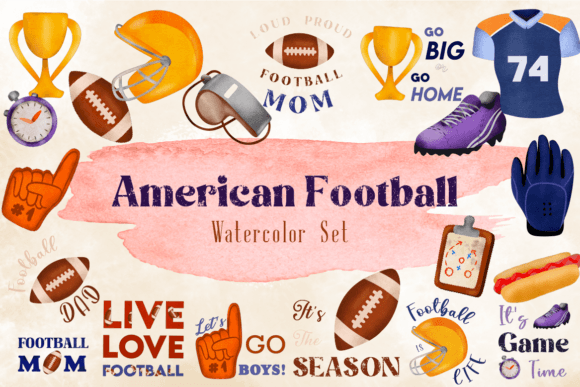 American Football Watercolor Set