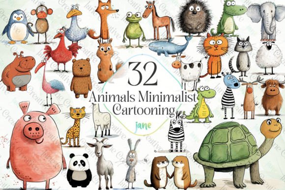 Animals Minimalist Cartoon Sublimation