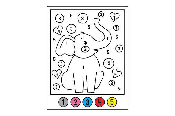 Baby Elephant Making Soap Bubbles Color by Number
