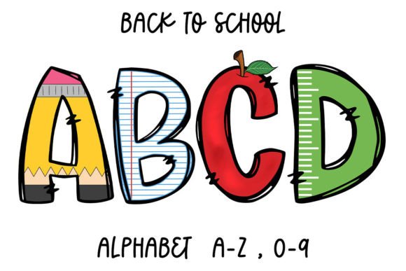 Back to School Doodle Alphabet Letters