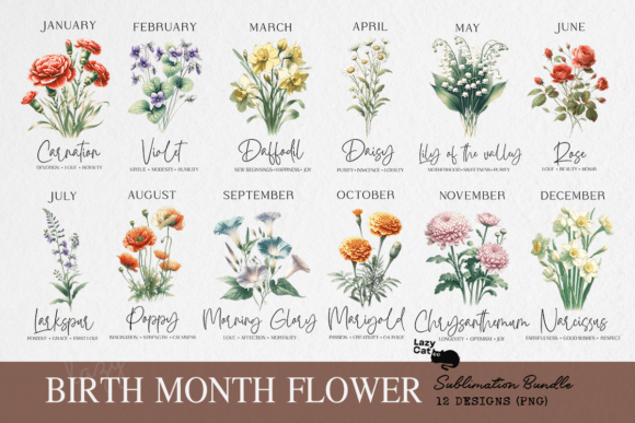 Birth Month Flower Clipart Bundle