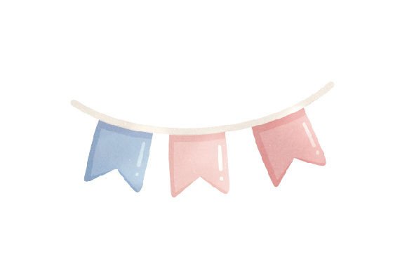 Birthday Flags, Watercolor