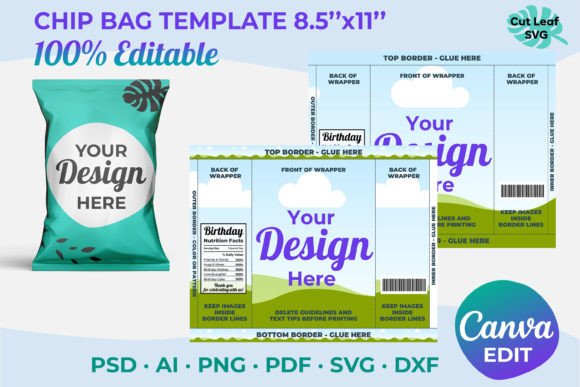 Blank Chip Bag Template | Canva Editable