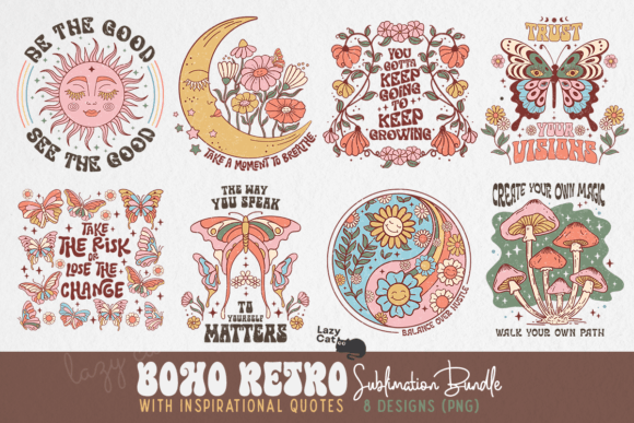 Boho Retro PNG Sublimation Bundle