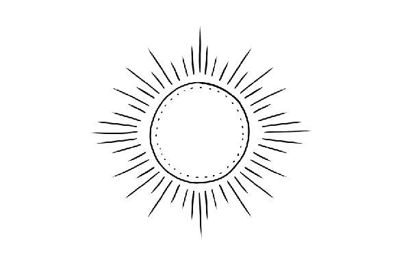 Boho Sun Line Art
