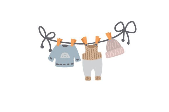 Boho Washing Line with Baby Boy Clothes