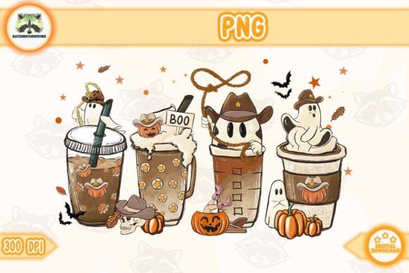 Boo Halloween Coffee Cups PNG