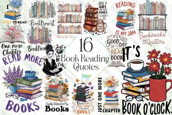 Book Reading Quotes Sublimation Clipart
