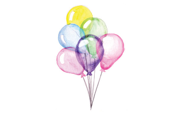 Bundle of Balloons in Watercolor Style