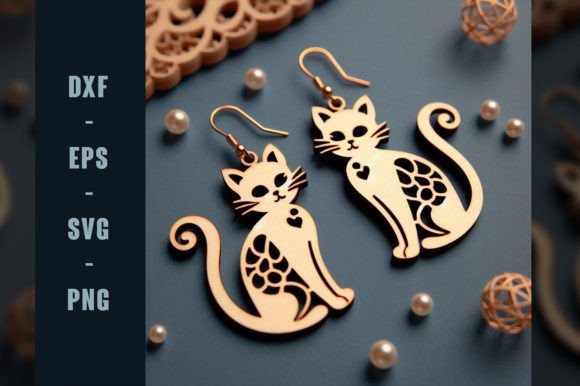 Cat Shaped Earrings LaserCut | DXF | SVG