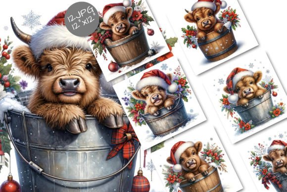 Christmas Bundle, Highland Cow, JPG