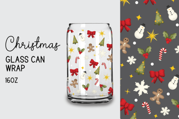 Christmas Glass Can Wrap 16 Oz