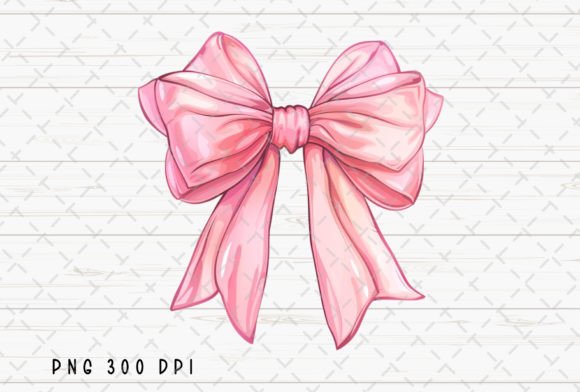 Coquette Pink Bow Watercolor Girl PNG
