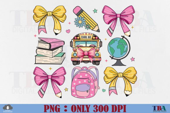 Coquette School Teacher Pencil Bow PNG