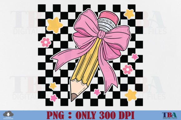 Coquette Teacher Checkered Pencil Bow