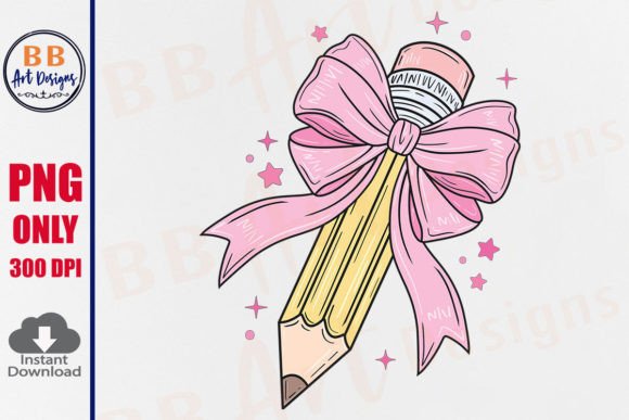 Coquette Teacher Pencil Bow PNG School