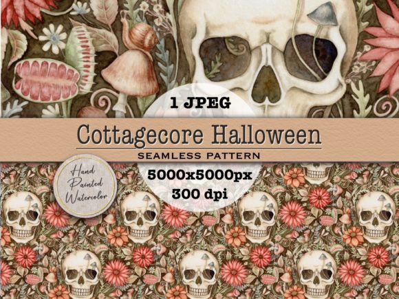 Cottagecore Halloween Seamless Pattern