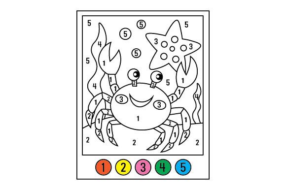 Crab Under the Sea Color by Number