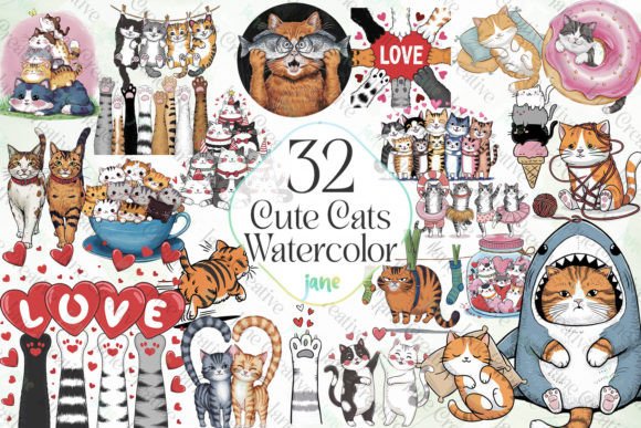 Cute Cats Sublimation Clipart