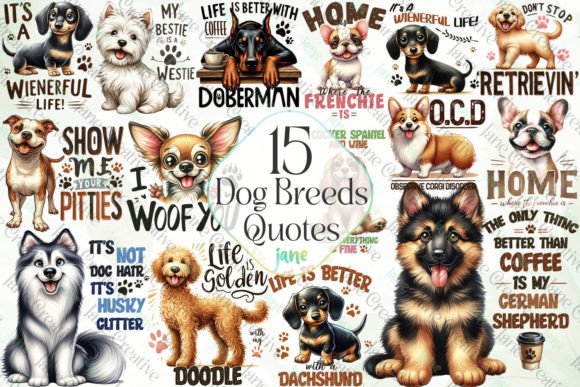 Cute Dog Breeds Quotes Sublimation