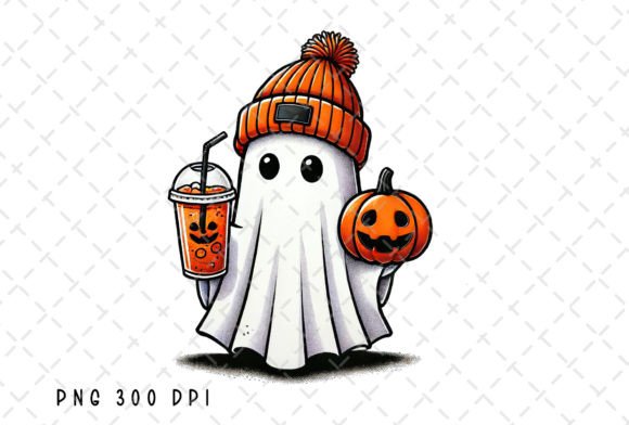 Cute Ghost Coffee Fall Pumpkin Halloween