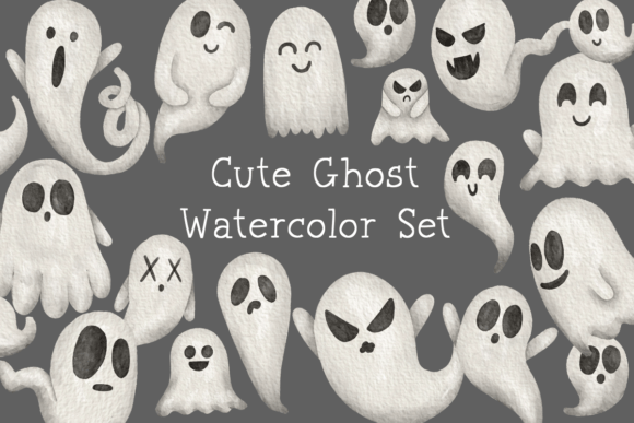 Cute Ghost Watercolor Set