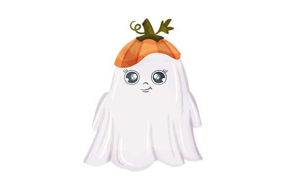 Cute Ghost with Pumpkin Hat