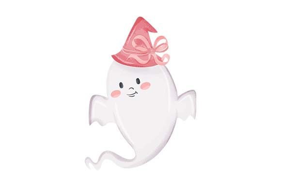 Cute Ghost with Witch Hat