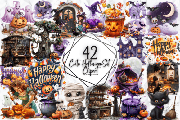Cute Halloween Set Clipart