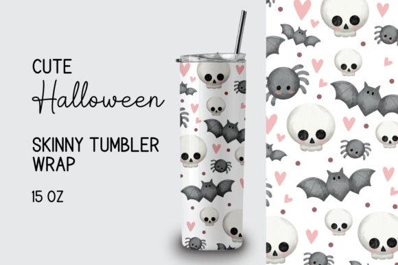Cute Halloween Skinny Tumbler Wrap 15 Oz