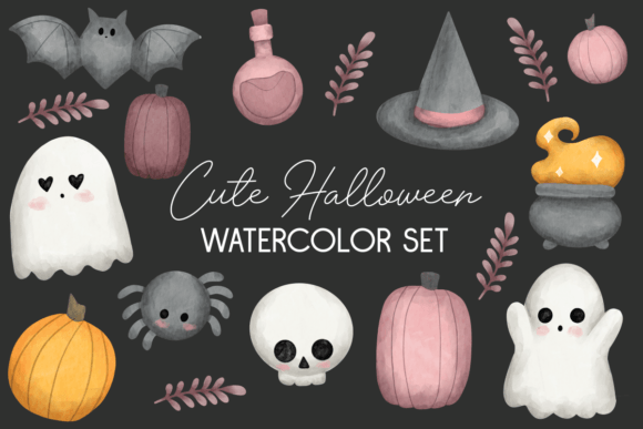 Cute Halloween Watercolor Set