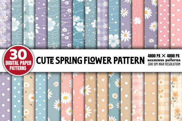 Cute Spring Flower Patterns Bundle