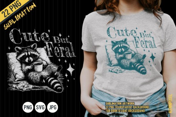Cute but Feral Raccoon with Coffee Shirt