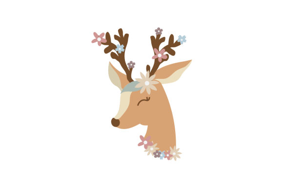 Deer Head with Flowers