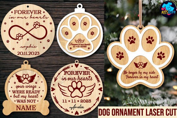 Dog Paw Ornament laser cut bundle Graphics 100370993 1 1 580x386 1