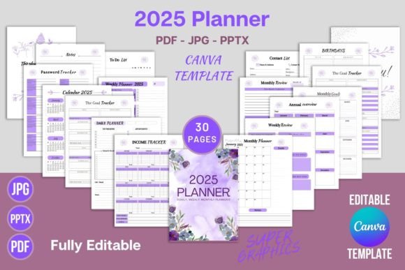 Editable 2025 Planner Canva Template KDP