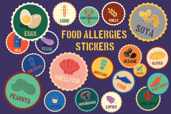 Food Allergies Stickers Set