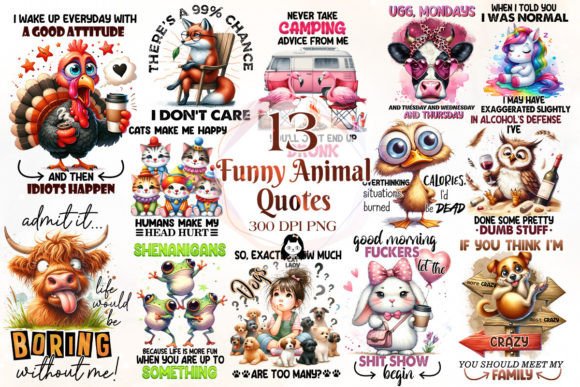 Funny Animal Quotes Sublimation Bundle